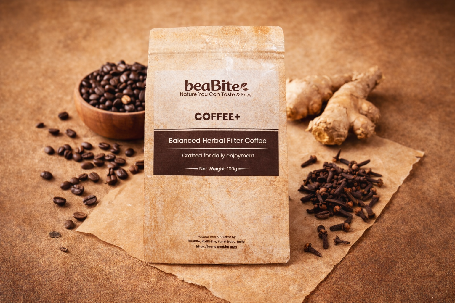beaBite Coffee+ – Balanced Herbal Filter Coffee | Functional Ritual Blend 1